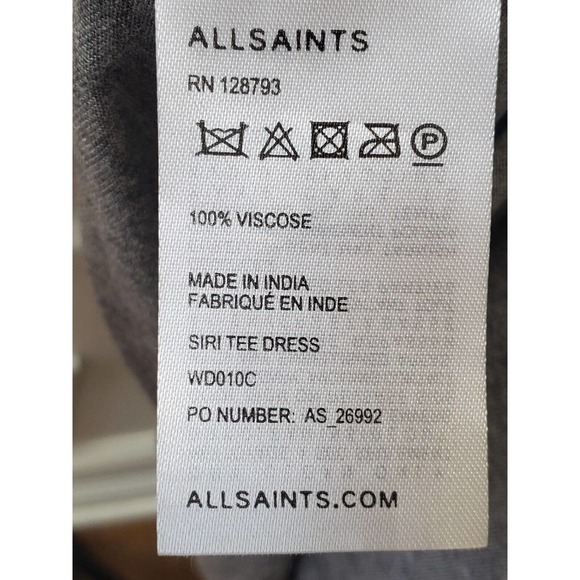 All Saints Women's Gray Viscose Round Neck Sleeveless Knee Length Dress Size 10 - Picture 9 of 12